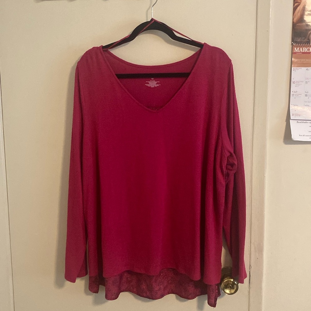 Women’s bohemian blouse, burgundy/dark pink